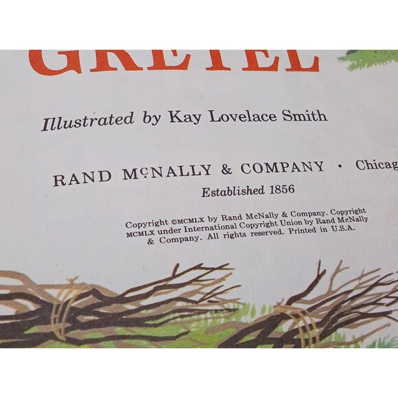 Vintage 1960 Rand McNally Book HANSEL & GRETEL  Kay Lovelace Smith - Illustrated - Picture 8 of 8